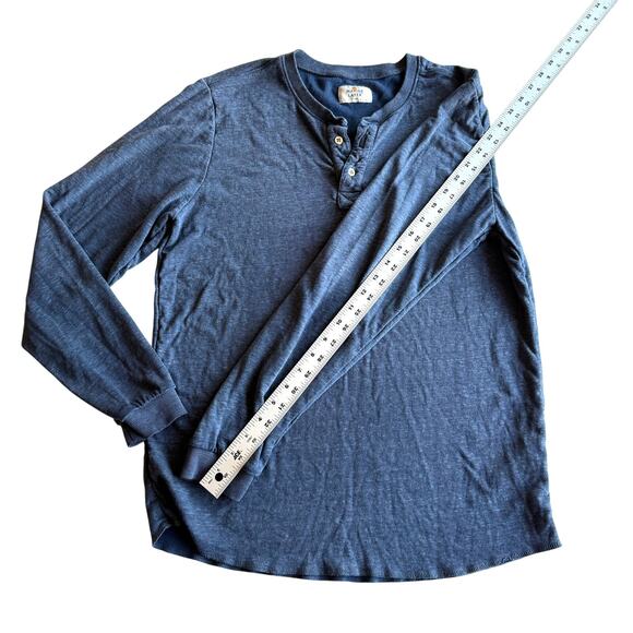 Marine Layer USA Made Classic Double Knit Thermal Blue Henley Pullover Shirt L - Picture 8 of 8